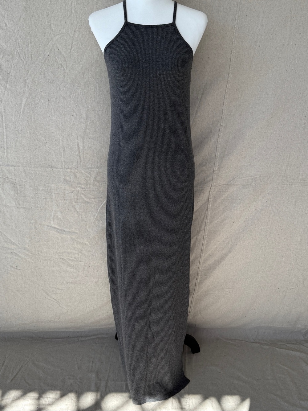 Brandy Melville Size S Gray Ribbed Maxi Sleeveless Dress